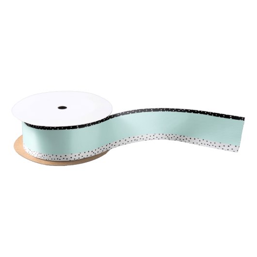 Ruban En Satin Motif de pois turquoise blanc noir d'aquarelle (Bobine)
