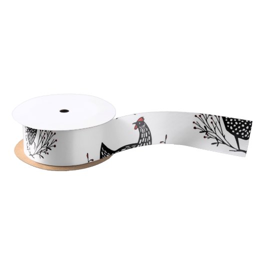 Ruban En Satin Motif de poulet sans soudure (Bobine)