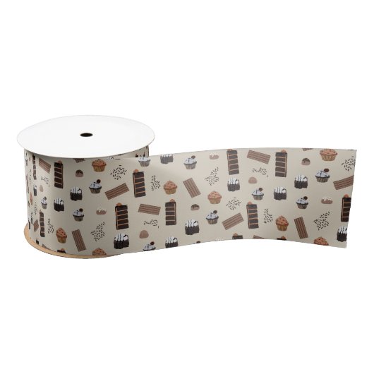 Ruban En Satin Motif de thème chocolat (Bobine)