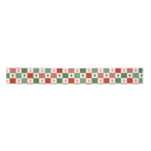 Ruban En Satin Motif de vacances Retro Christmas Tree Checkerboar (Devant)
