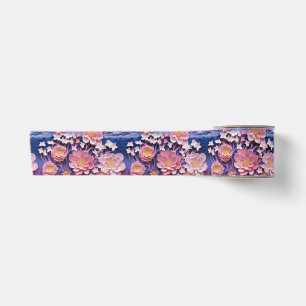 Ruban En Satin Motif découpé floral pastel rose et violet adorabl