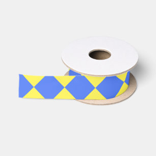 Ruban En Satin Motif diamant à carreaux jaune bleu