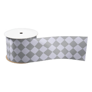 Ruban En Satin Motif diamant en gris et lavande