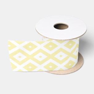 Ruban En Satin Motif diamant jaune pâle et blanc