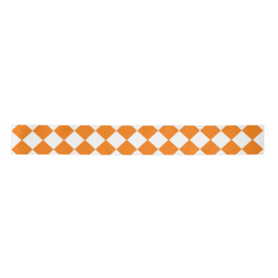 Ruban En Satin Motif diamant Orange White Checker
