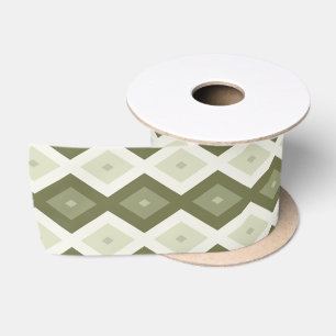 Ruban En Satin Motif diamant vert olive