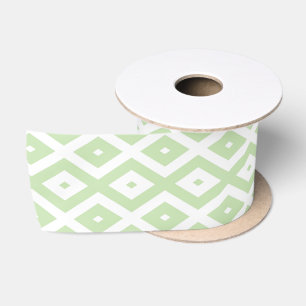 Ruban En Satin Motif diamant vert pâle et blanc
