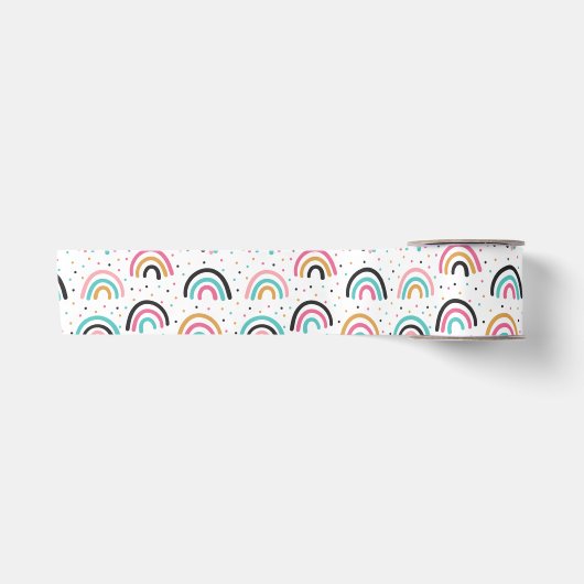 Ruban En Satin Motif Doodle Abstrait (Devant)