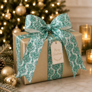 Ruban En Satin Motif élégant damassé vert