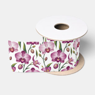 Ruban En Satin Motif élégant et sans couture d'orchidée violette