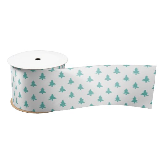 Ruban En Satin Motif emblématique de l'arbre de Noël Turquoise et (Bobine)