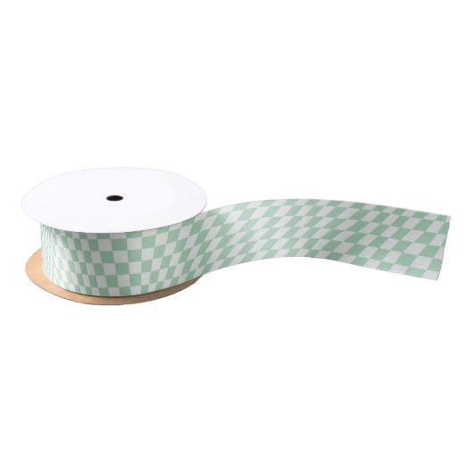 Ruban En Satin Motif en damier vert À damiers Pastel (Bobine)