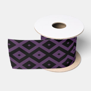 Ruban En Satin Motif en diamant noir et violet foncé