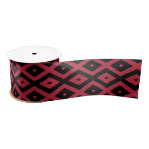 Ruban En Satin Motif en diamant rouge et noir
