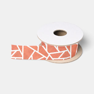 Ruban En Satin Motif en mosaïque orange mandarin