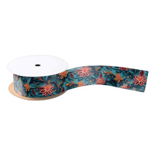 Ruban En Satin Motif en papier floral sans joint Ruban