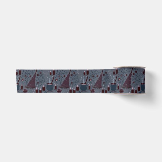 Ruban En Satin Motif ensorcelant d'Halloween au clair de lune (Devant)