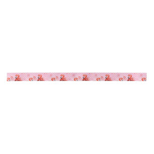 Ruban En Satin Motif flamant à l'aquarelle