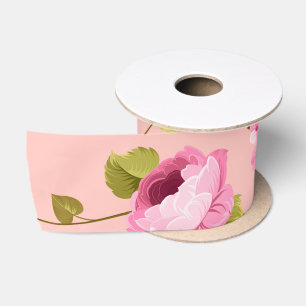 Ruban En Satin Motif Fleurs 17
