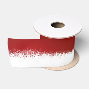 Ruban En Satin Motif Flocons de Neige Rouge Blanc Noël