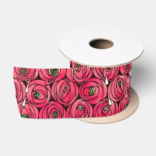 Ruban En Satin Motif floral Art nouveau de rose Rennie Mackintosh