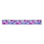 Ruban En Satin Motif Floral bleu magenta rose (Devant)