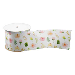 Ruban En Satin Motif floral de jungle tropicale