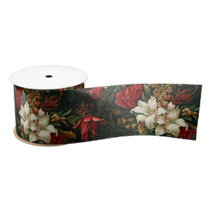 Ruban En Satin Motif floral de Noël vintage fantastique