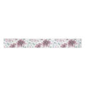 Ruban En Satin Motif floral mauve et verdure Élégant (Devant)
