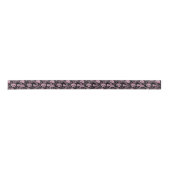 Ruban En Satin Motif floral rétro rose sur noir (Devant)