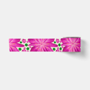 Ruban En Satin Motif floral rose vif sans couture