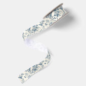 Ruban En Satin Motif floral vintage bleu (Dos)