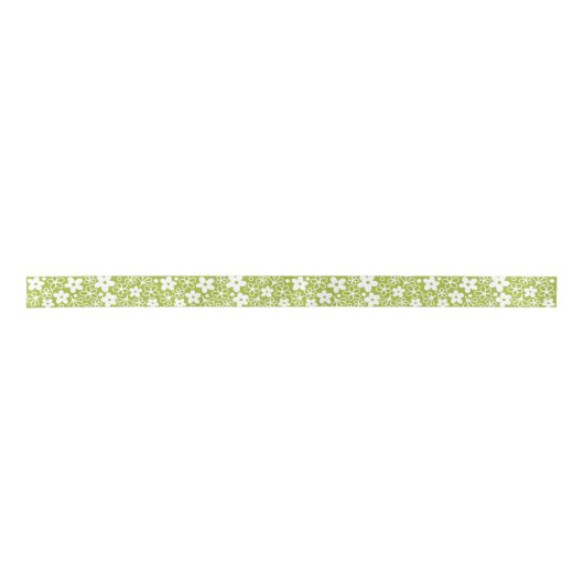 Ruban En Satin Motif fou Daisy en vert printemps (Devant)