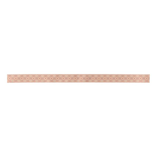 Ruban En Satin Motif géométrique interversible rose et bleu rétro (Devant)
