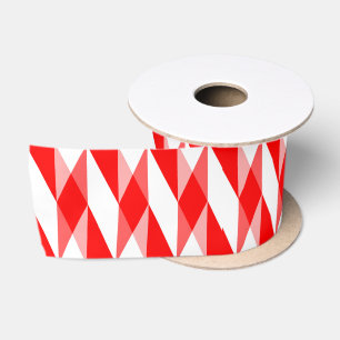 Ruban En Satin Motif géométrique rouge et blanc