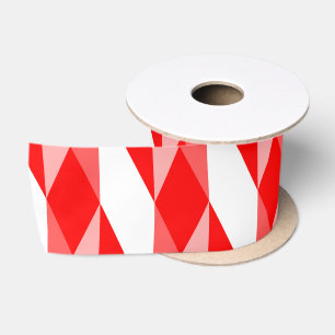 Ruban En Satin Motif géométrique rouge et blanc