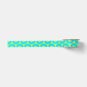Ruban En Satin Motif géométrique turquoise et vert lime