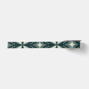 Ruban En Satin Motif géométrique vert rétro
