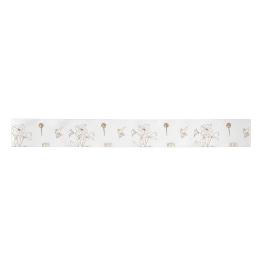 Ruban En Satin Motif Gold Flowers (Devant)