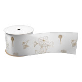 Ruban En Satin Motif Gold Flowers (Bobine)