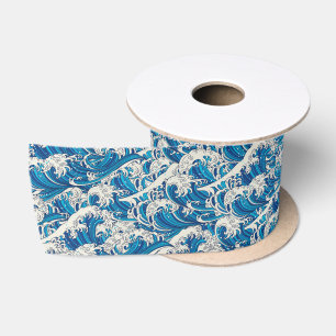 Ruban En Satin Motif Grande Vague de Hokusai