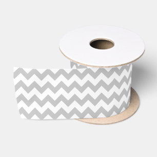 Ruban En Satin Motif gris et blanc de Chevron de zigzag