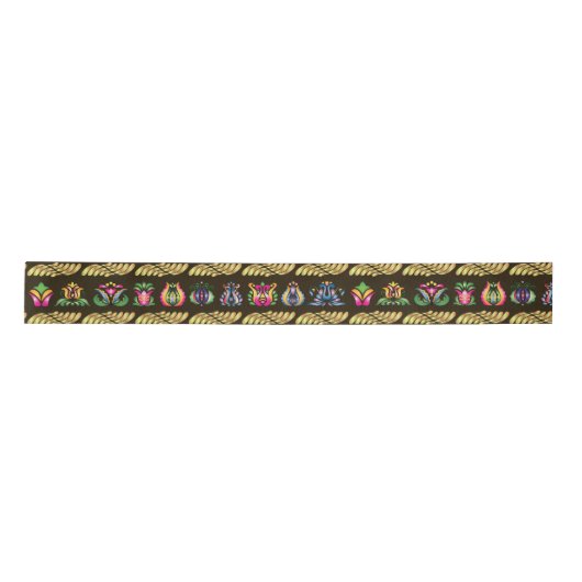 Ruban En Satin Motif hongrois folklorique (Devant)