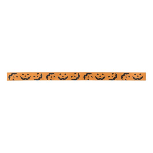 Ruban En Satin Motif Jack-o'-lantern noir orange amusant Hallowee (Devant)