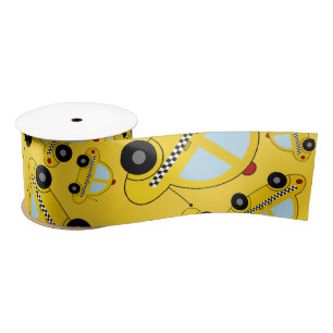 Ruban En Satin Motif jaune de taxi