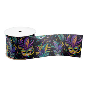 Ruban En Satin Motif Mardi Gras Masques