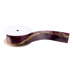 Ruban En Satin Motif Mariage Agate Burgundy
