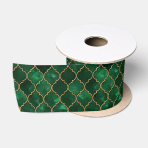 Ruban En Satin Motif marocain émeraude – Style Luxe