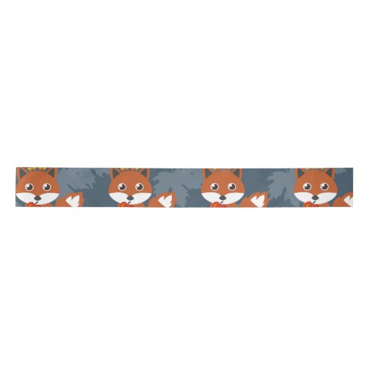 Ruban En Satin Motif mignon de Fox d'automne (Devant)