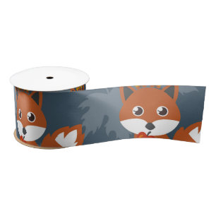 Ruban En Satin Motif mignon de Fox d'automne